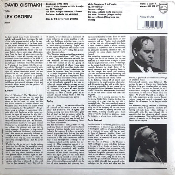 Beethoven - Sonatas for Piano and Violin Nos. 5 & 9 – Lew Oborin and David Oistrach