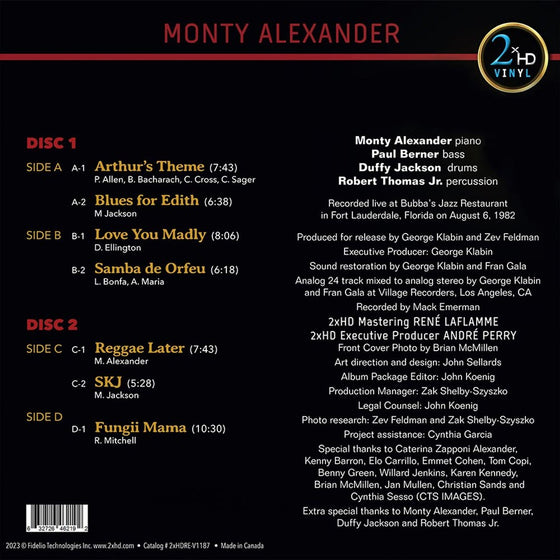 Monty Alexander – Love You Madly Live At Bubba’s - Audiophile