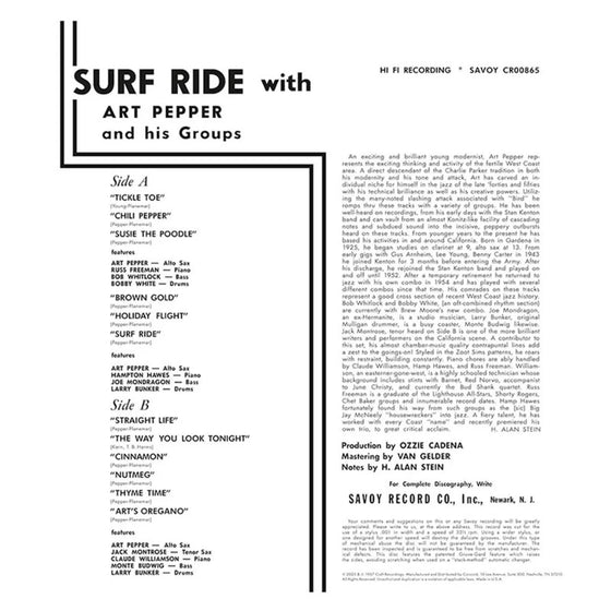 Art Pepper - Surf Ride