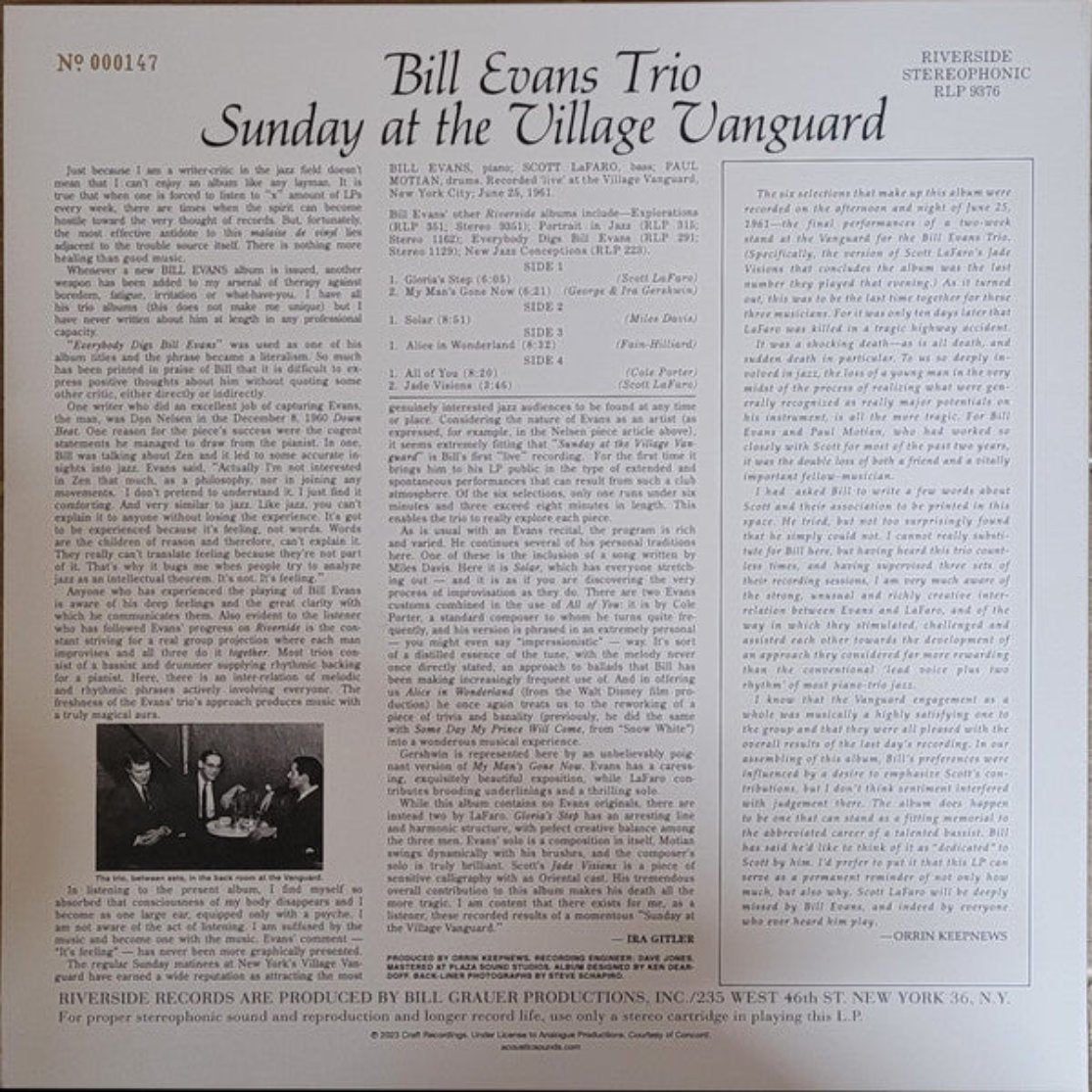 Bill Evans - Sunday at The Village Vanguard (2LP, 45RPM, Box set