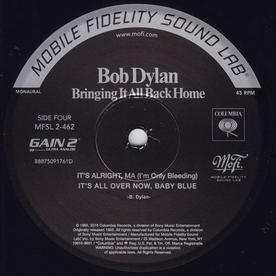 Bob Dylan – Bringing It All Back Home (2LP, 45RPM, Mono, Ultra Analog, Half-speed Mastering)