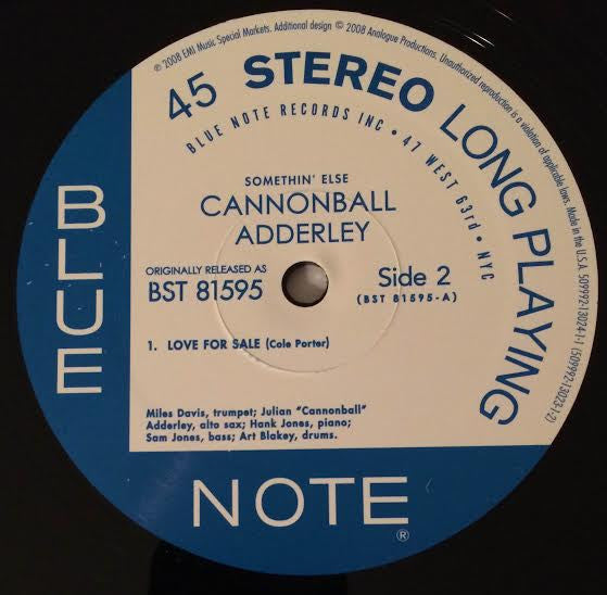<tc>Cannonball Adderley - Somethin' Else (2LP, 45 tours)</tc>