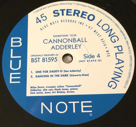 <tc>Cannonball Adderley - Somethin' Else (2LP, 45 tours)</tc>