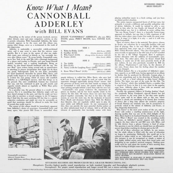 Cannonball Adderley With Bill Evans – Know What I Mean ? AUDIOPHILE