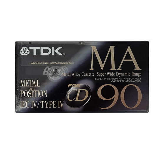 Unrecorded Audio Cassette Tape TDK MA90 (1992-95) Metal Blank (sealed)