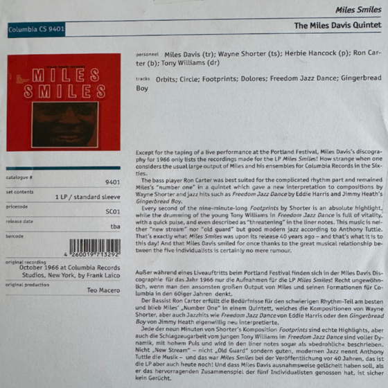 Miles Davis - Miles Smiles (Test Pressing)