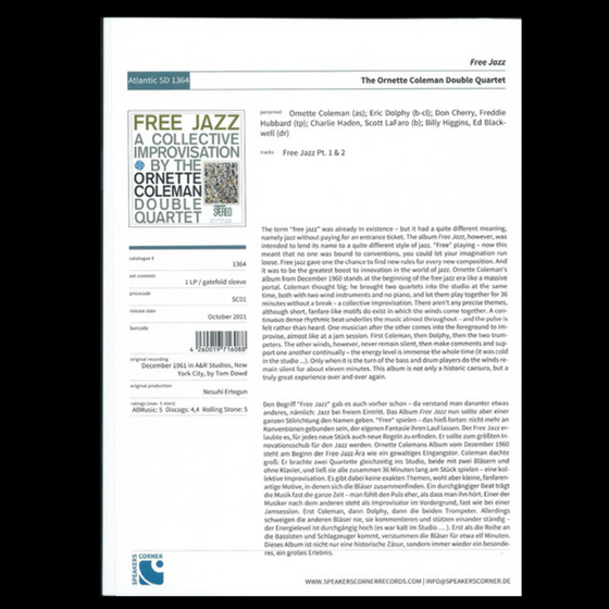 The Ornette Coleman Double Quartet - Free Jazz (Test Pressing) - Audiophile Vinyl