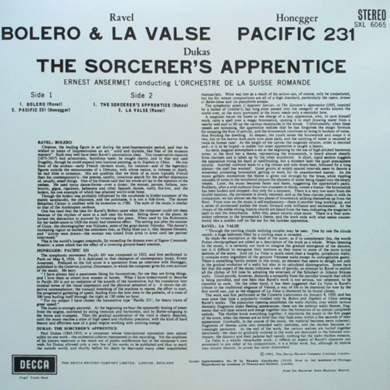 Ravel, Honegger & Dukas / Ansermet, L'Orchestre De La Suisse Romande - Audiophile