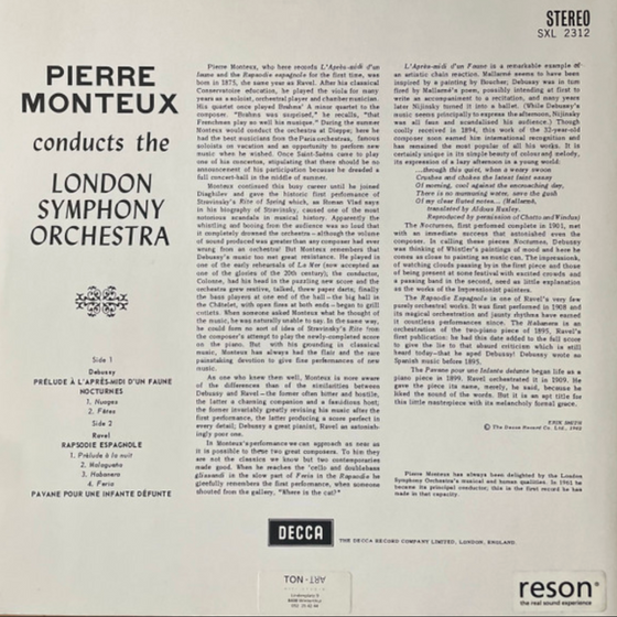 Monteux Conducts The London Symphony : Debussy / Ravel – Prélude À L'Après Midi D'Un Faune - Nocturnes / Pavane Pour Une Infante Défunte - Rapsodie Espagnole - Audiophile 