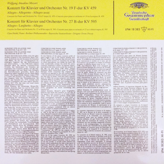 Wolfgang Amadeus Mozart, Clara Haskil, Berliner Philharmoniker / Bayerisches Staatsorchester, Ferenc Fricsay – Konzert Für Klavier Und Orchester Nr. 19 F-dur KV 459 / Konzert Für Klavier Und Orchester Nr. 27 B-dur KV 595 - Audiophile