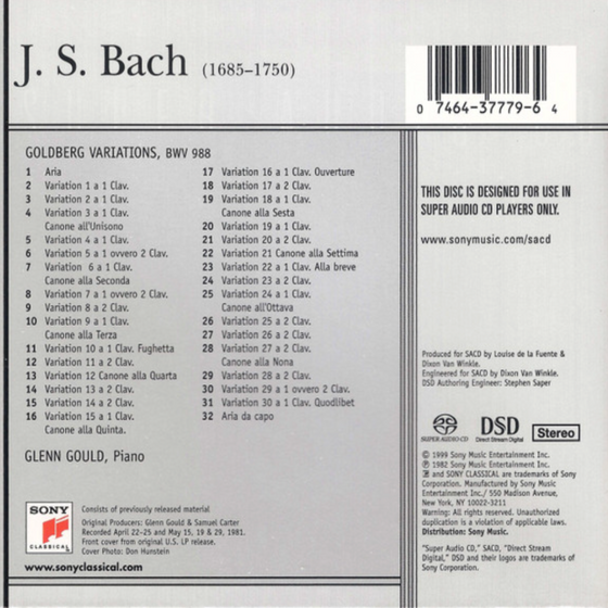 Bach - The Goldberg Variations - Glenn Gould (SACD) - RARITY - Audiophile