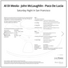 Al Dimeola, John McLaughlin, Paco Delucia - Saturday Night in San Francisco - Live 12 06 1980 (Reel to Reel - Standard Master Copy) - Audiophile