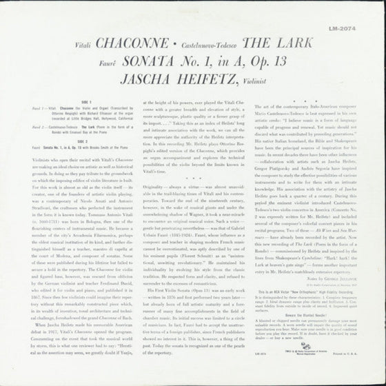 Jascha Heifetz - The Lark (Mono)