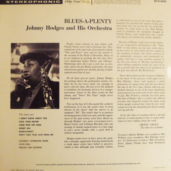 Johnny Hodges - Blues A Plenty AUDIOPHILE