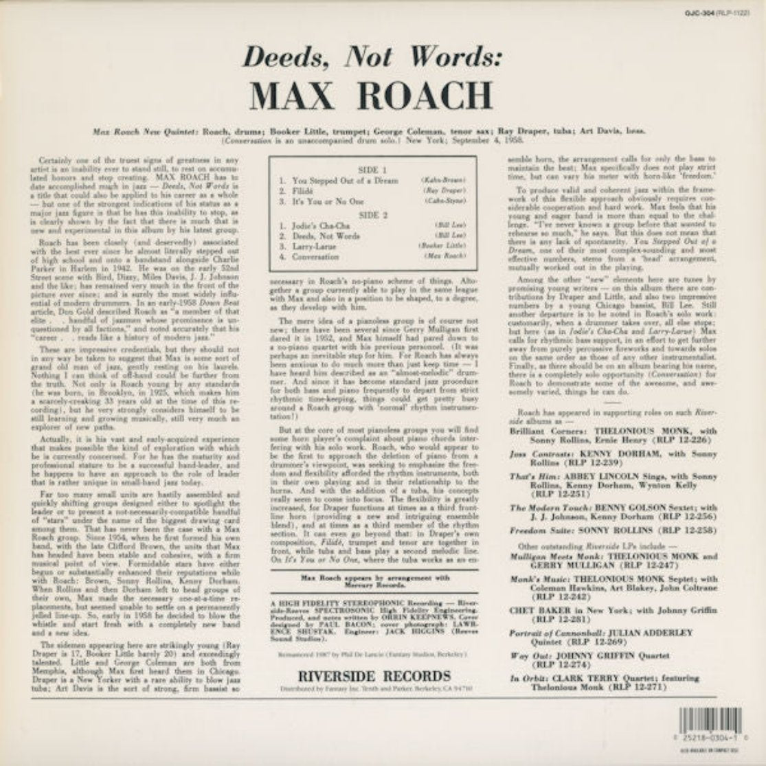 Max Roach - Deeds, Not Words (150g) – AudioSoundMusic