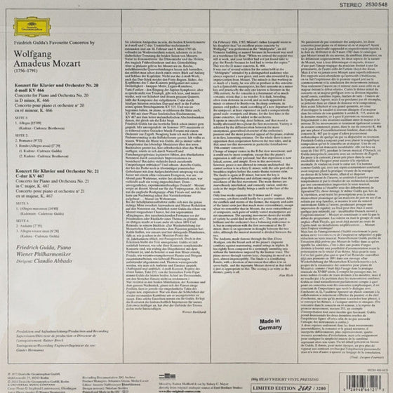 Mozart - Piano Concertos Nos. 20 & 21 - Friedrich Gulda and Claudio Abbado, Vienna Philharmoniker