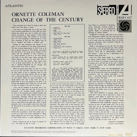 Ornette Coleman – Change Of The Century (Rhino) - RARITY - Audiophile