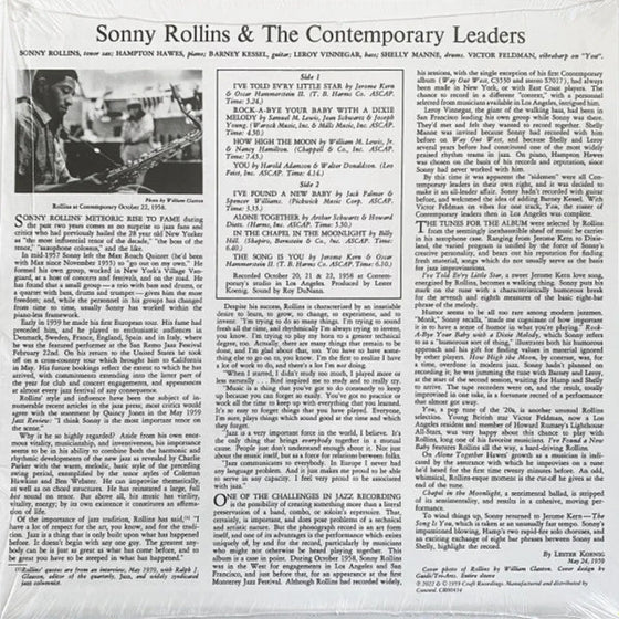Sonny Rollins And The Contemporary Leaders