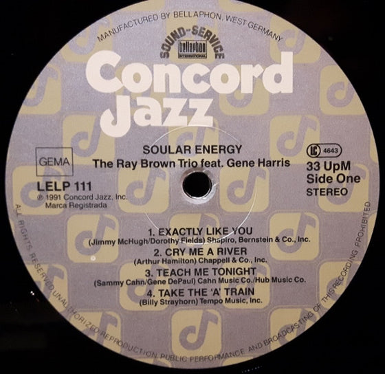 The Ray Brown Trio Featuring Gene Harris – Soular Energy 