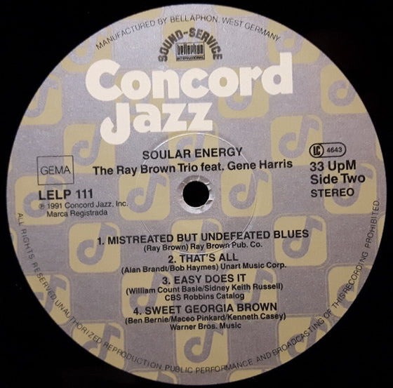 The Ray Brown Trio Featuring Gene Harris – Soular Energy 