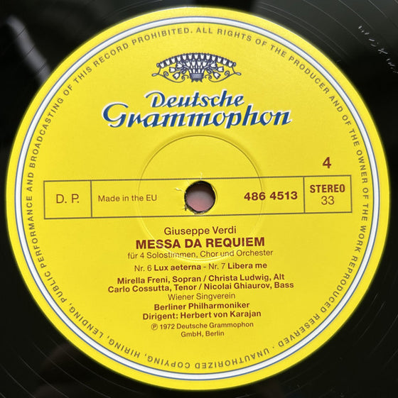 Verdi - Messa Da Requiem - Herbert Von Karajan, Mirella Freni, Christa Ludwig, Carlo Cossutta, Nicolai Ghiaurov, Wiener Singverein, Berliner Philharmoniker (2LP)