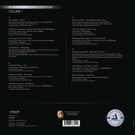 Clearaudio: 45 Years Excellence Edition Volume 1 (2LP, 45RPM, DMM) - AudioSoundMusic