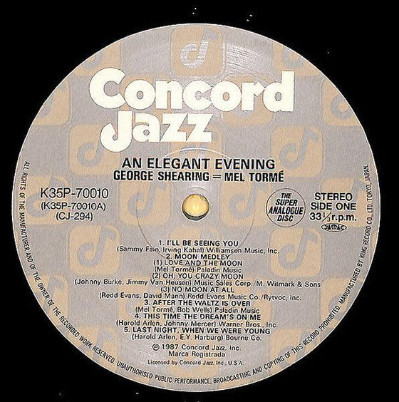 George Shearing and Mel Tormé – An Elegant Evening (Japanese edition) - AudioSoundMusic
