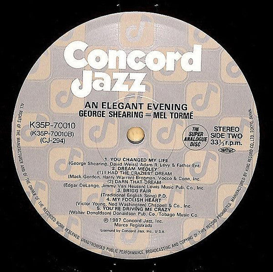 George Shearing and Mel Tormé – An Elegant Evening (Japanese edition) - AudioSoundMusic