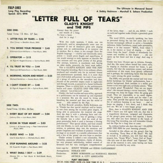 Gladys Knight and The Pips - Letter Full Of Tears (Clear vinyl) - AudioSoundMusic