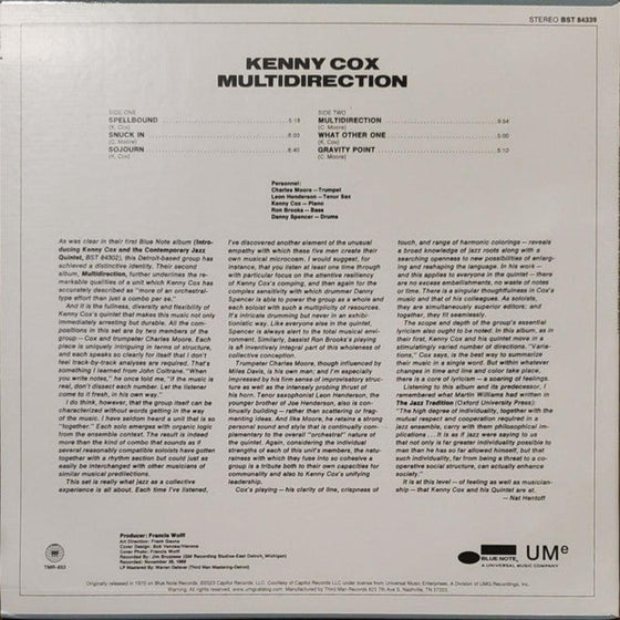 Kenny Cox and The Contemporary Jazz Quintet - Multidirection - AudioSoundMusic