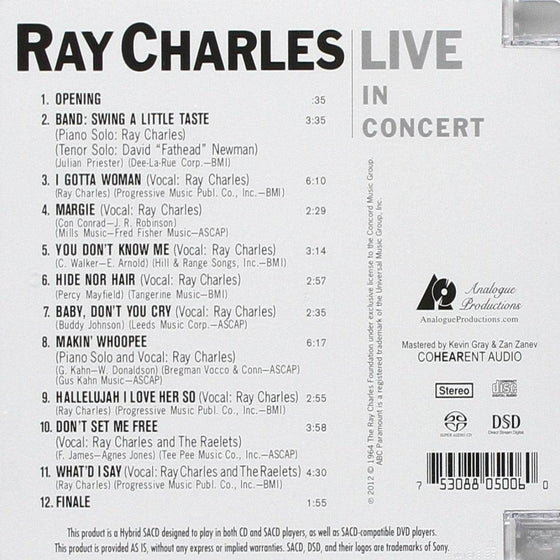 Ray Charles Live In Concert (Hybrid SACD) - AudioSoundMusic