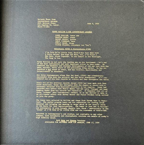 Sonny Rollins – Go West!: The Contemporary Records Albums (3LP, Box set) - AudioSoundMusic