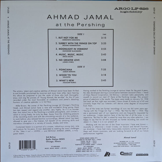 Ahmad Jamal Trio - Ahmad Jamal At The Pershing (Mono, 200g)
