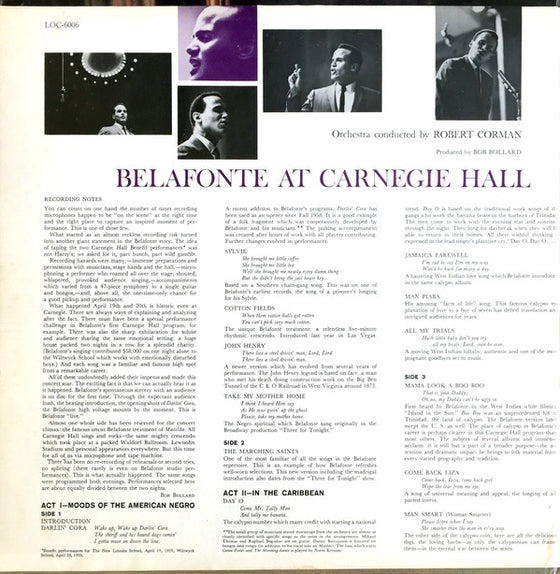 Harry Belafonte - Belafonte At Carnegie Hall (2LP, 180g, 33RPM, Speakers Corner)