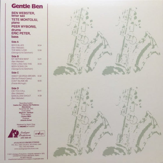 Ben Webster - Gentle Ben (2LP, 45RPM, 200g)