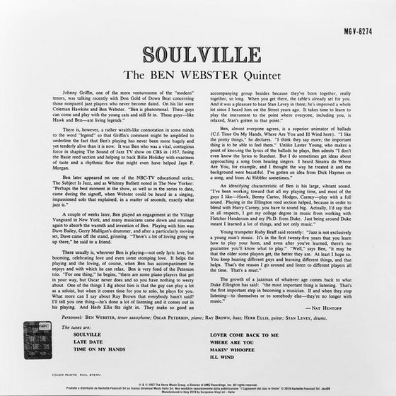 <transcy>Ben Webster Quintet - Soulville (2LP, Mono, 45 tours, 200g)</transcy>