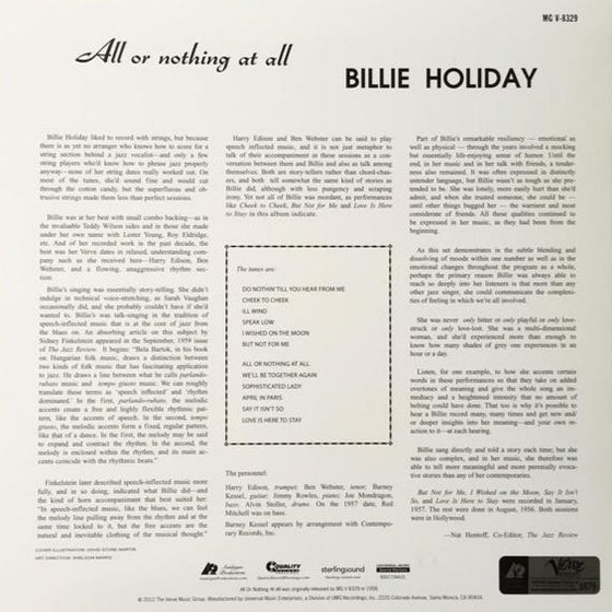 <transcy>Billie Holiday - All Or Nothing At All (2LP, Mono, 45 tours, 180g)</transcy>