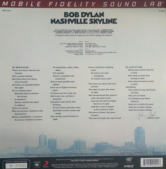 <transcy>Bob Dylan - Nashville Skyline (2LP, Ultra Analog, Half-speed Mastering, 45 tours)</transcy>