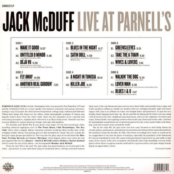 <tc>Brother Jack McDuff - Live At Parnell's (3LP, Restauration digitale)</tc>
