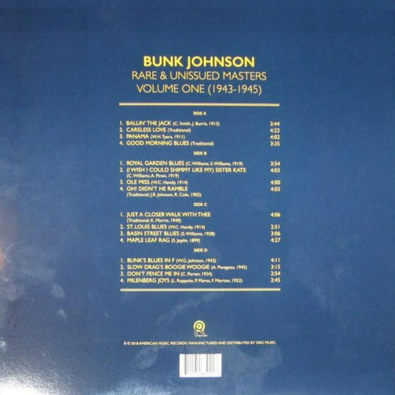 <transcy>Bunk Johnson - Rare & Unissued Masters Vol. 1 (2LP, vinyle bleu translucide)</transcy>