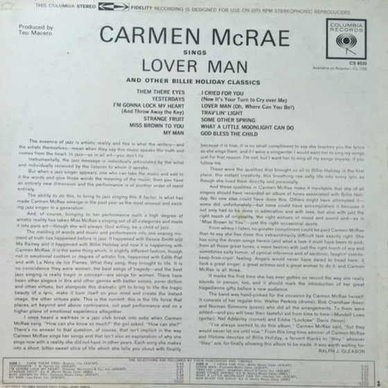 Carmen McRae - Sings Lover Man & Other Billie Holiday Classics