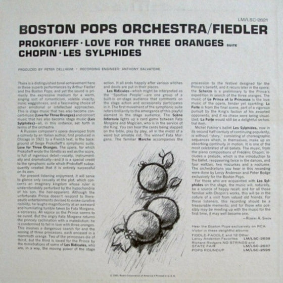 Chopin - Les Sylphides & Prokofieff - Love For Three Oranges - Arthur Fiedler (200g)