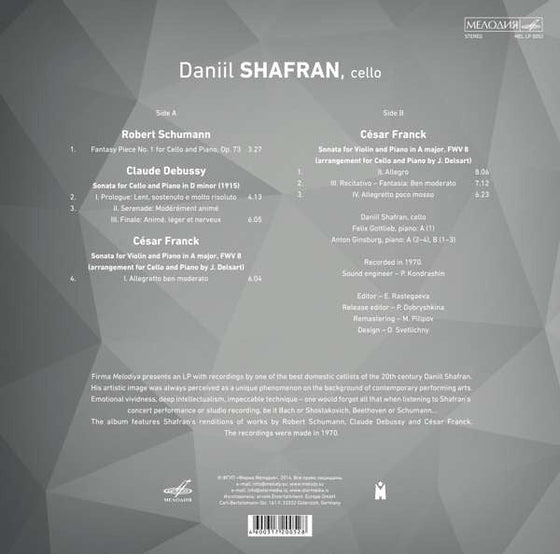 Daniel Shafran Vol. 1 - Schumann, Debussy, Franck (Mono)