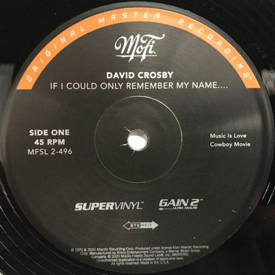 <transcy>David Crosby - If I Could Only Remember My Name (2LP, 45 tours, Ultra Analog, Half-speed Mastering, SuperVinyl)</transcy>