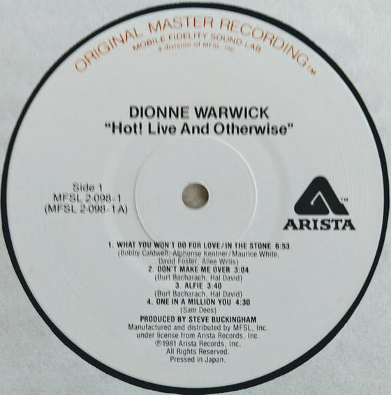 <tc>Dionne Warwick – Hot! Live And Otherwise (2LP, Half Speed Mastering)</tc>