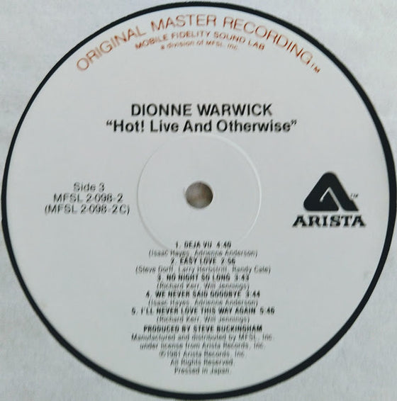 Dionne Warwick – Hot! Live And Otherwise (2LP, Half Speed Mastering, SuperVinyl)