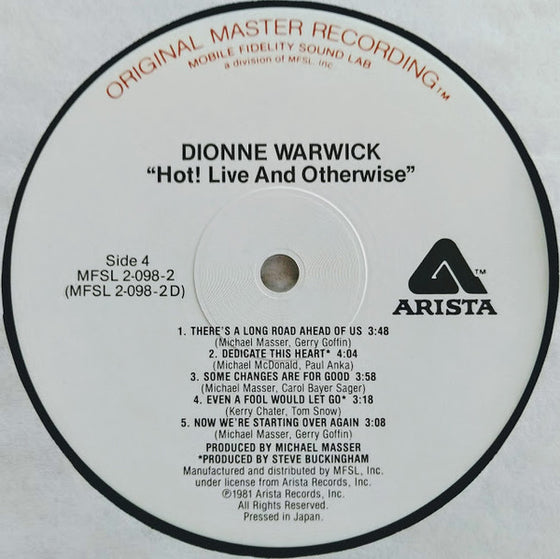 <tc>Dionne Warwick – Hot! Live And Otherwise (2LP, Half Speed Mastering)</tc>