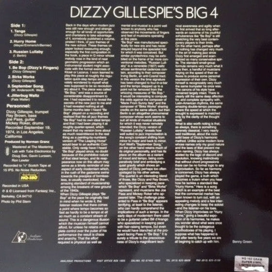 <transcy>Dizzy Gillespie's Big 4 (2LP, 45 tours)</transcy>