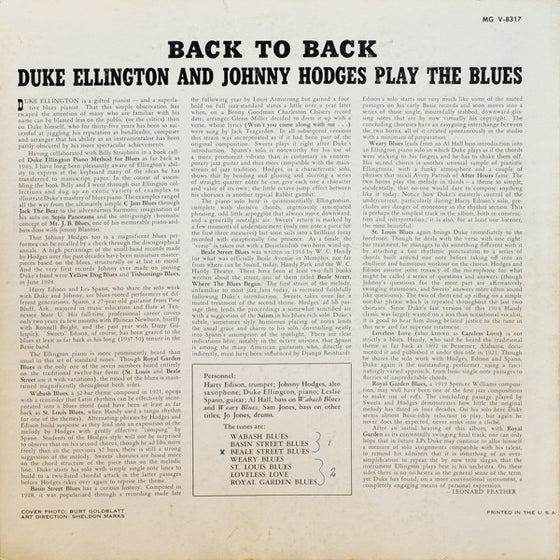 Duke Ellington and Johnny Hodges - Back to Back (2LP, 45RPM, 200g)