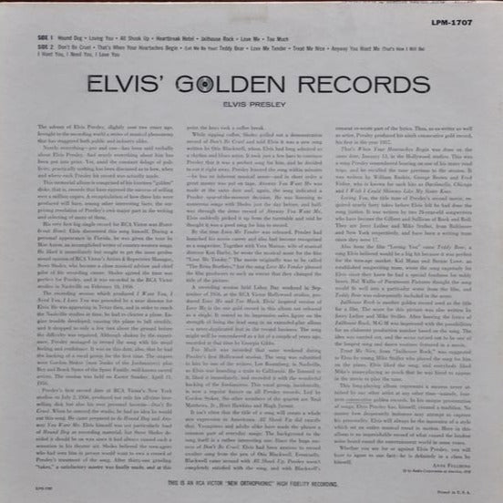 Elvis Presley - Elvis' Golden Records (Friday Music, Black vinyl)